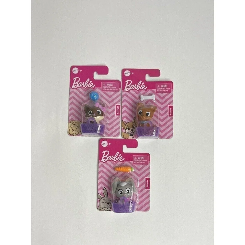 Barbie Pets‎ in Baskets Play Set Bunny Puppy Kitten With Toys Cake Toppers